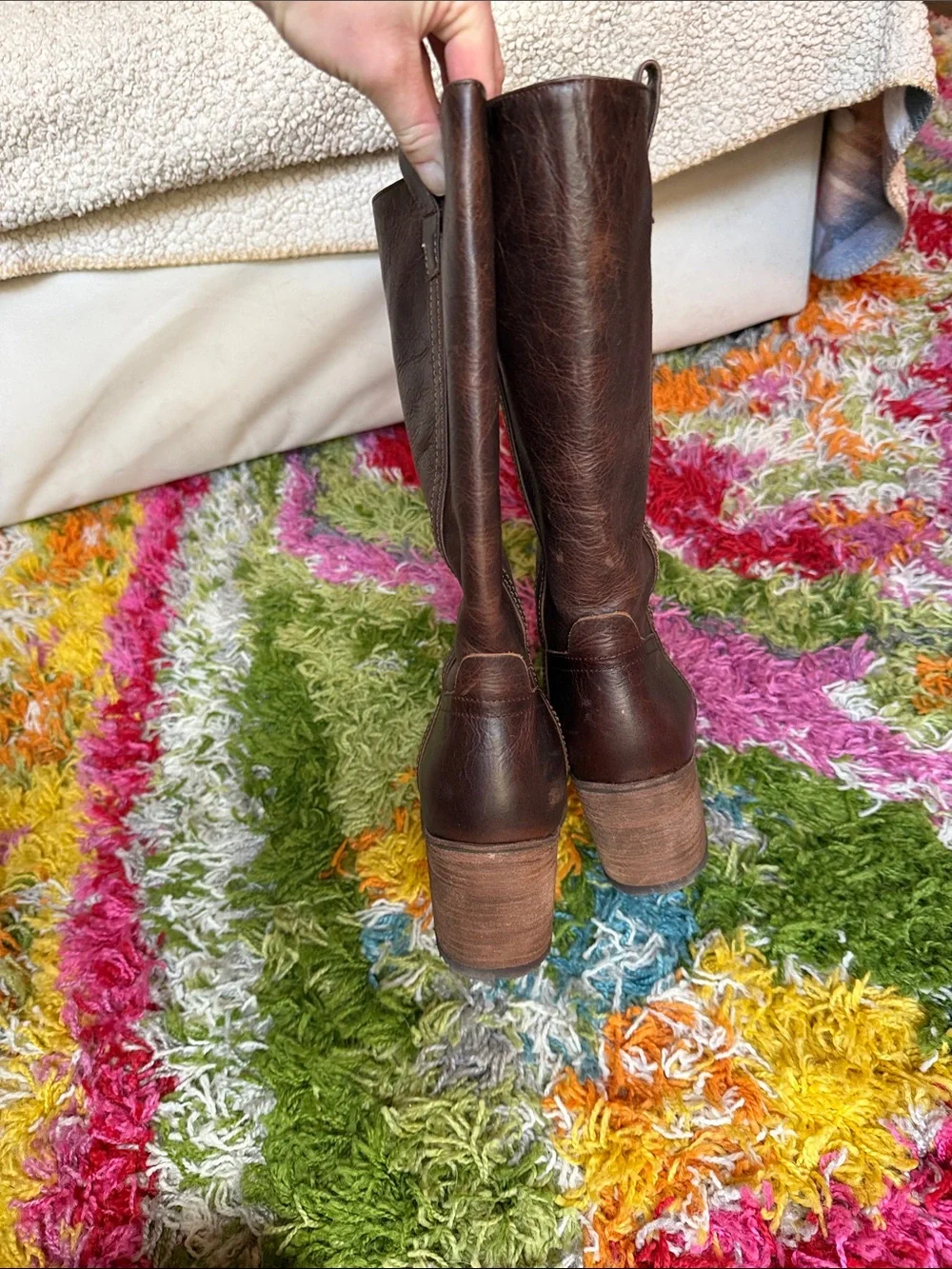 Anthropologie Cleo + Wolf Dark Brown Leather Mid-Calf Block Heel Boots - Picture 7 of 14